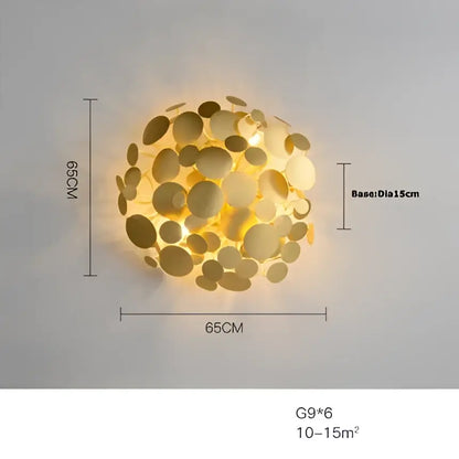 Golden maple leaves led wall sconce bedroom metallic art sculpture