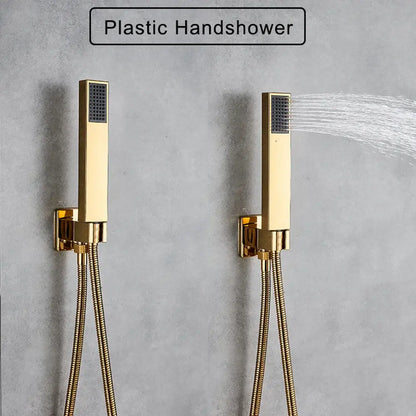 Modern gold led rainfall shower faucet set bathroom fixture
