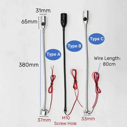 Industrial silver & black led gooseneck work light workshop lamp