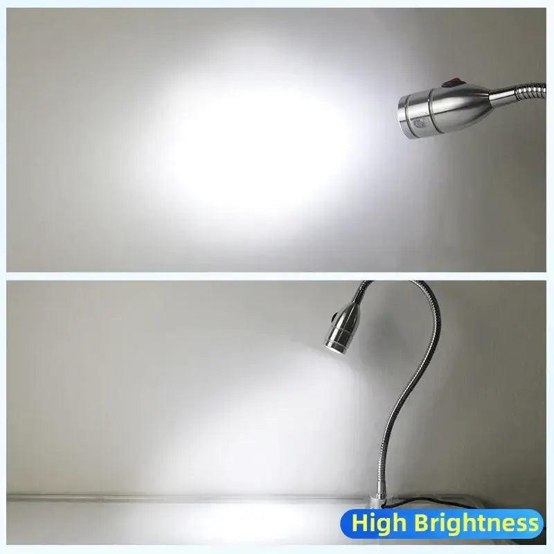 Industrial silver & black led gooseneck work light workshop lamp