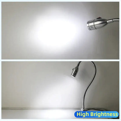 Industrial silver & black led gooseneck work light workshop lamp