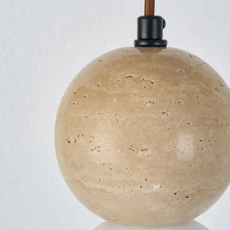 Modern travertine and glass gourd pendant light living room fixture