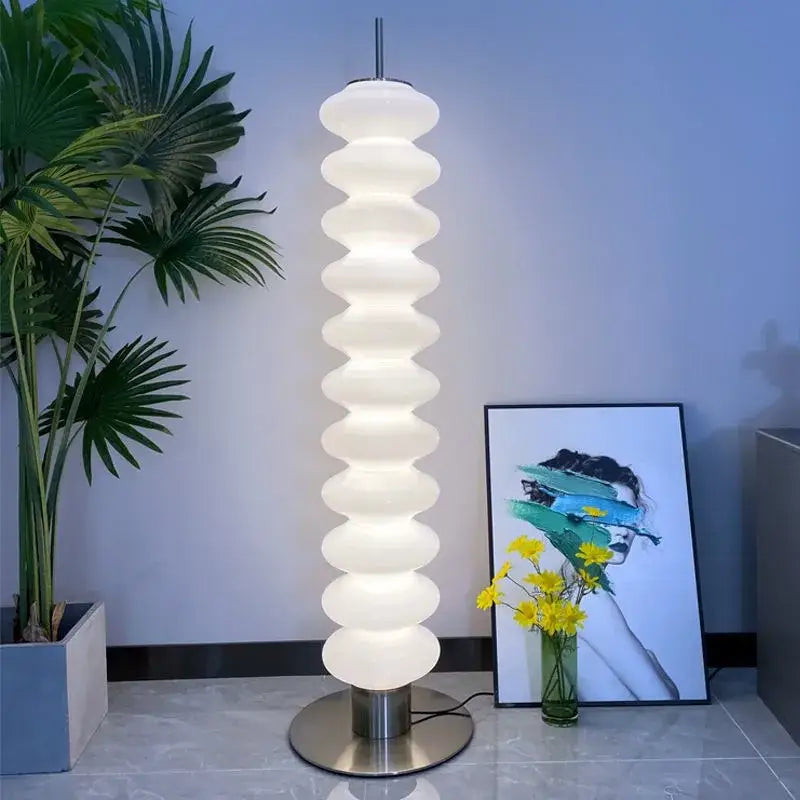 Modern white led gourd sanding floor lamp for living room