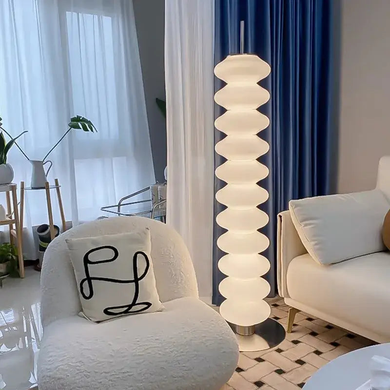 Modern white led gourd sanding floor lamp for living room