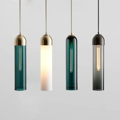 Modern dark teal led green glass pendant light kitchen lighting