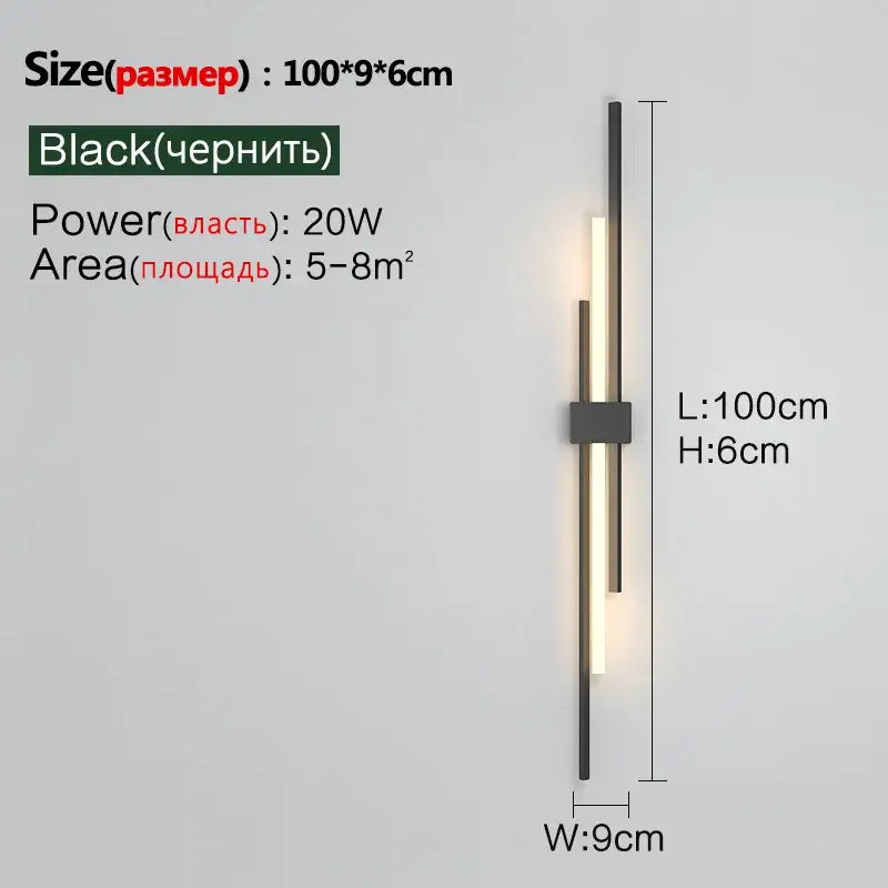 Minimalist black led wall lamp – living room sconce
