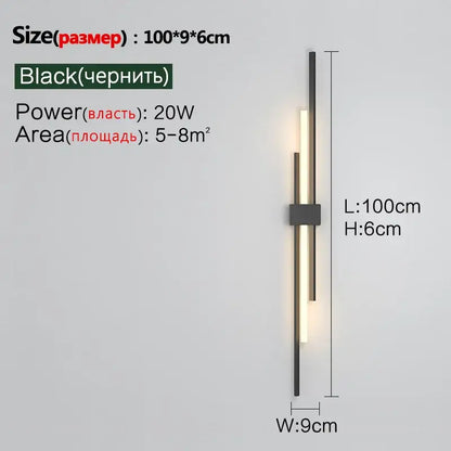 Minimalist black led wall lamp – living room sconce