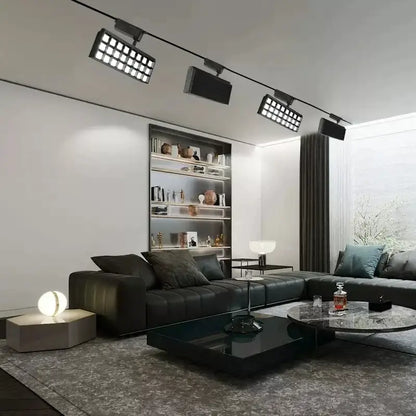 Modern black led grille track light for clothing store ceiling rail