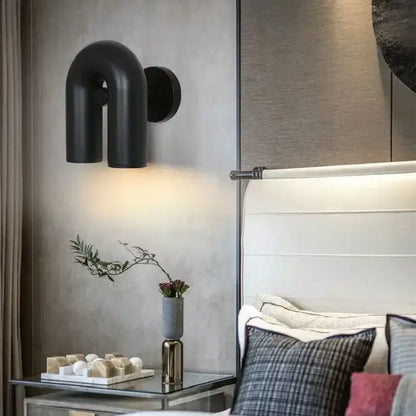 Modern blue u-shaped wall sconce reading lamp bedroom hook