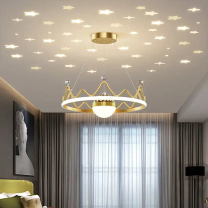 Modern gold & white crown led gypsophila chandelier living room light