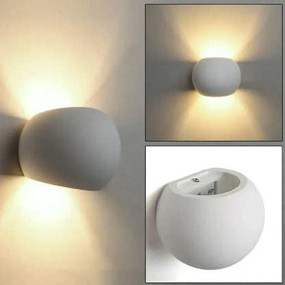 Modern gray led gypsum wall lamp bedroom sconce warm lighting