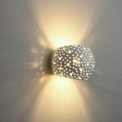 Modern white sphere led gypsum wall sconce bedroom warm light