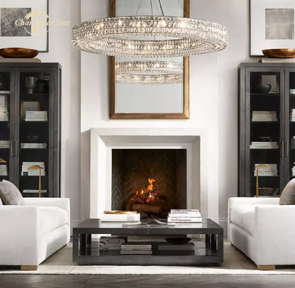 Modern led halo crystal chandelier for dining room