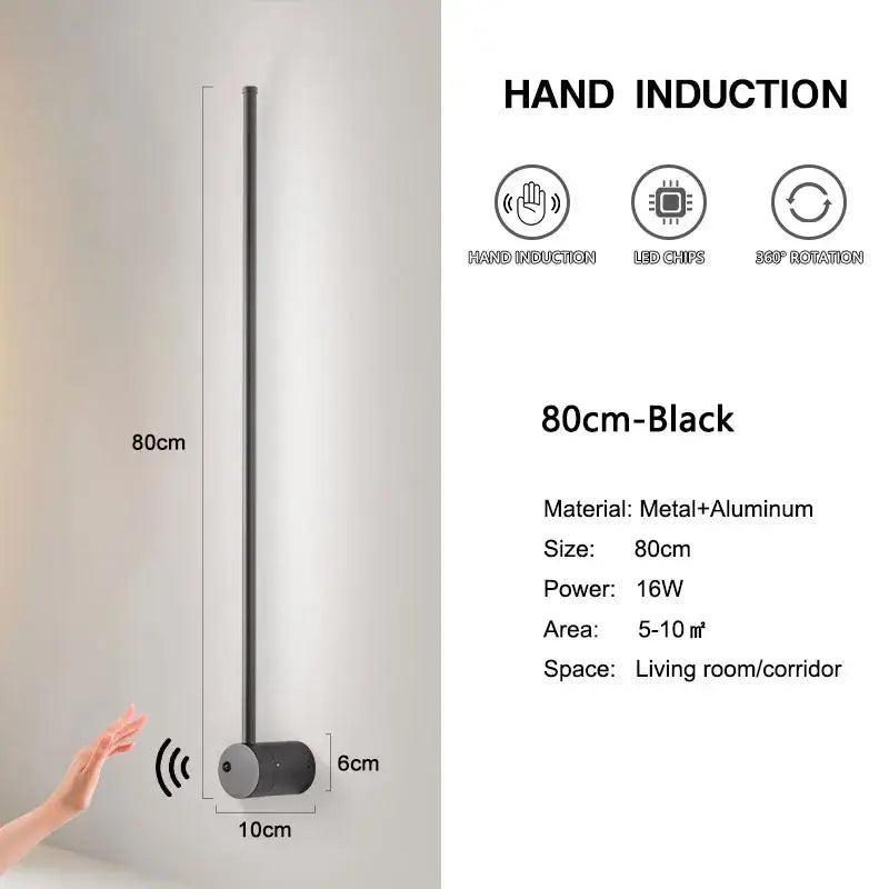 Modern minimalist led hand induction wall light bedroom fixture