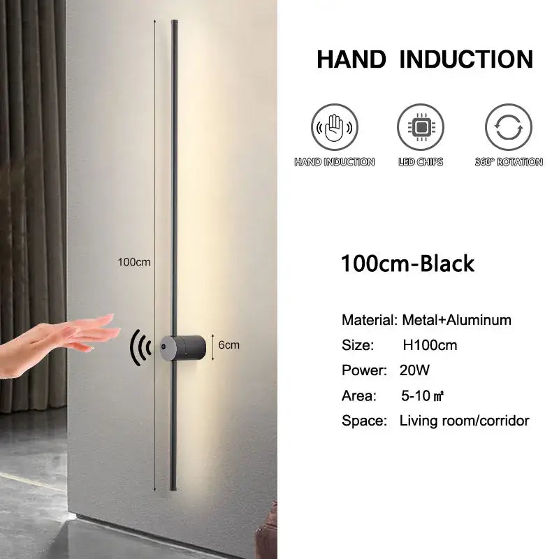 Modern minimalist led hand induction wall light bedroom fixture