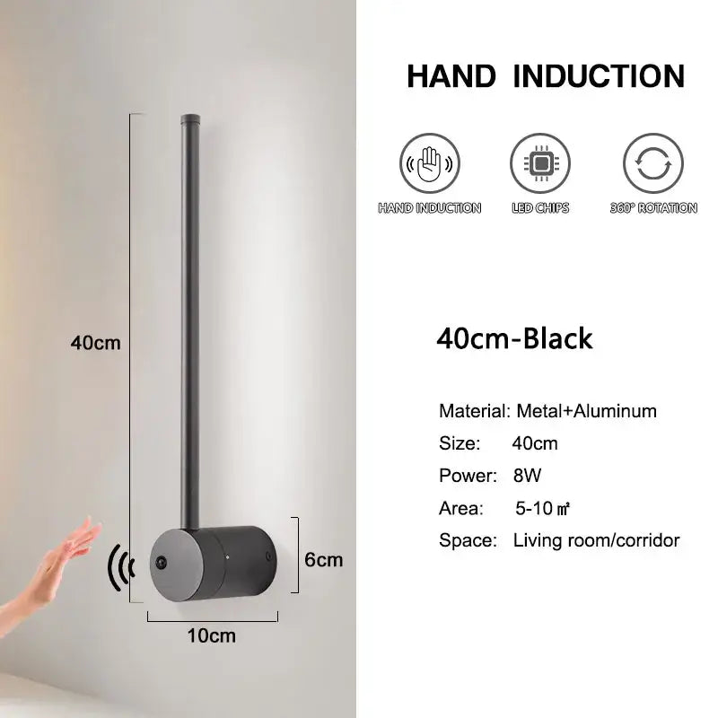 Modern minimalist led hand induction wall light bedroom fixture