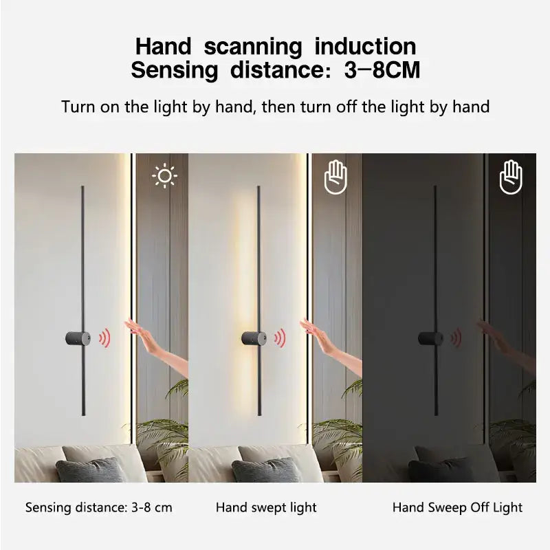 Modern minimalist led hand induction wall light bedroom fixture
