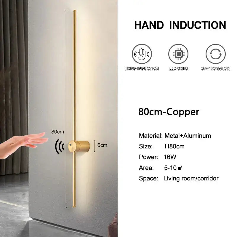 Modern minimalist led hand induction wall light bedroom fixture