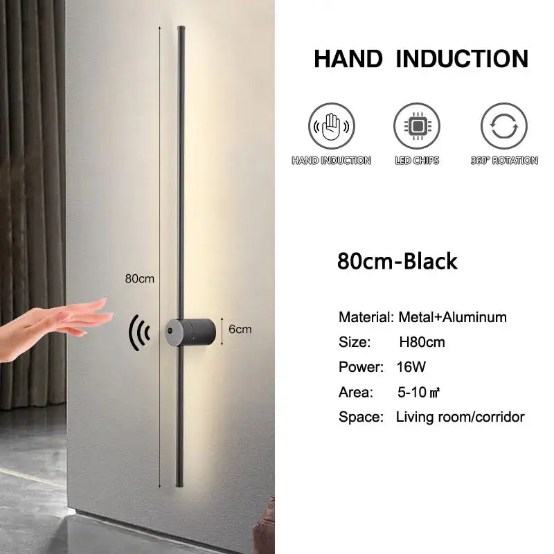 Modern minimalist led hand induction wall light bedroom fixture