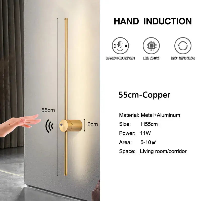 Modern minimalist led hand induction wall light bedroom fixture