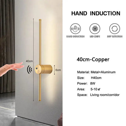 Modern minimalist led hand induction wall light bedroom fixture
