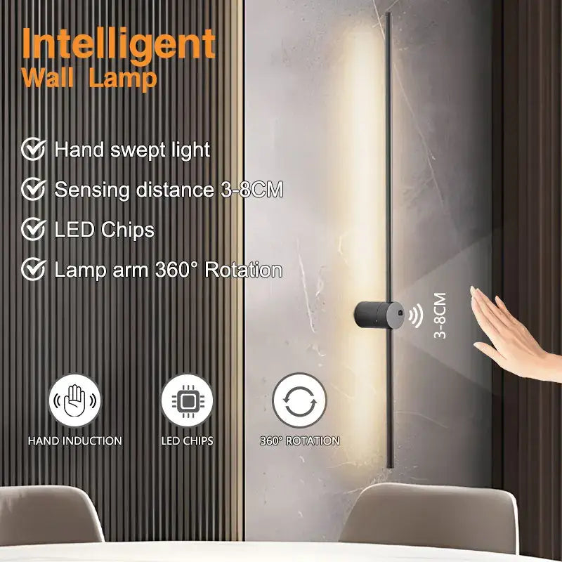 Modern minimalist led hand induction wall light bedroom fixture
