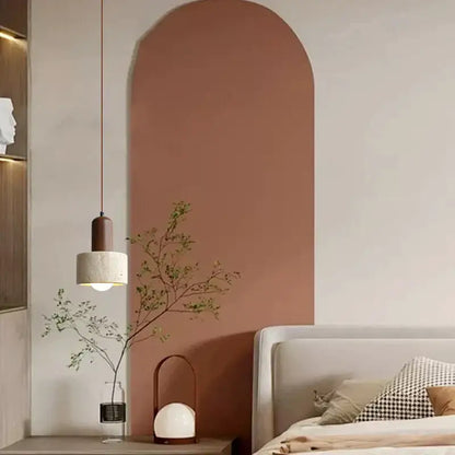 Minimalist brown & off-white led hanging lamp kitchen