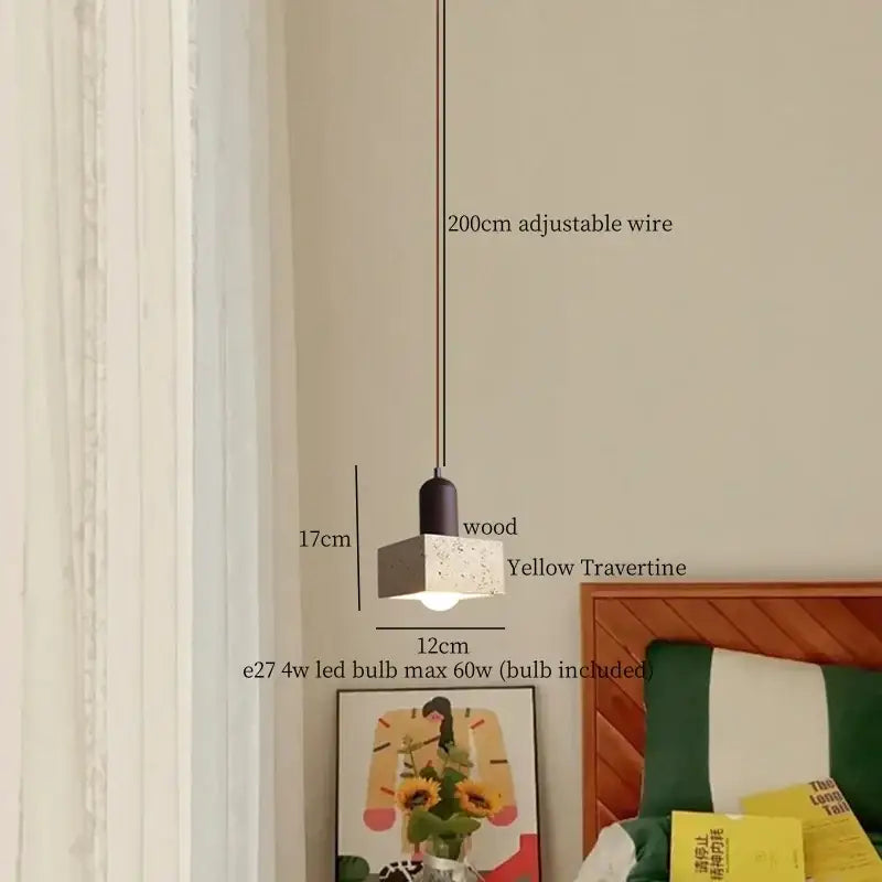 Minimalist brown & off-white led hanging lamp kitchen