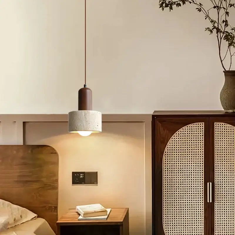 Minimalist brown & off-white led hanging lamp kitchen