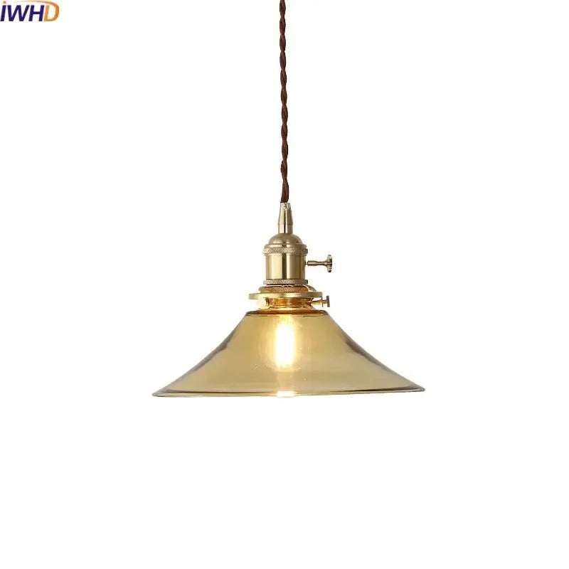 Modern brass and glass led hanging lamp bedroom light