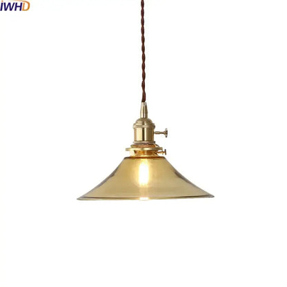 Modern brass and glass led hanging lamp bedroom light