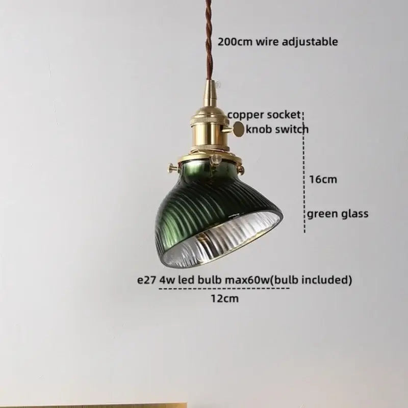 Modern brass and glass led hanging lamp bedroom light