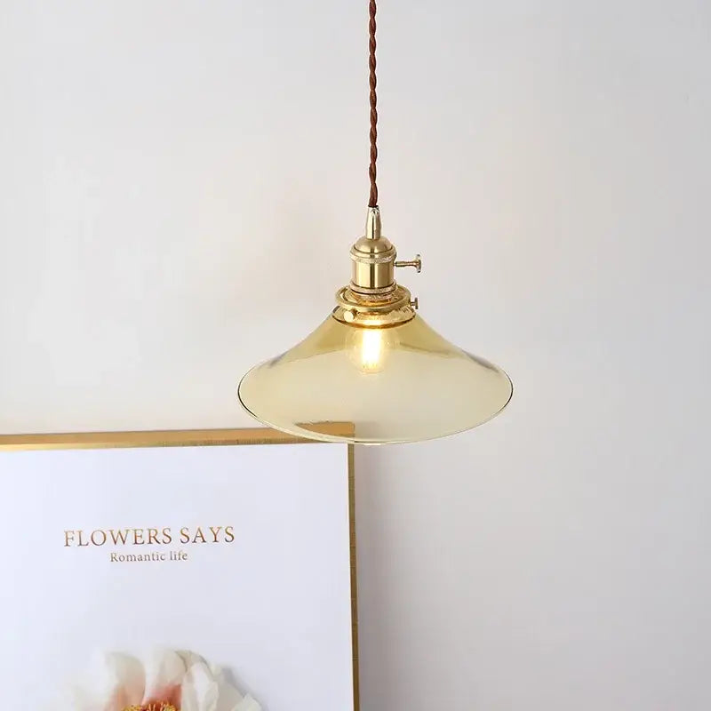 Modern brass and glass led hanging lamp bedroom light