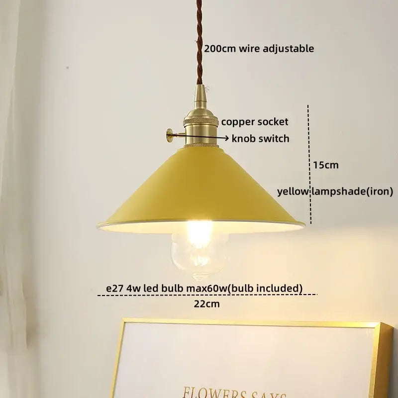 Modern brass and glass led hanging lamp bedroom light