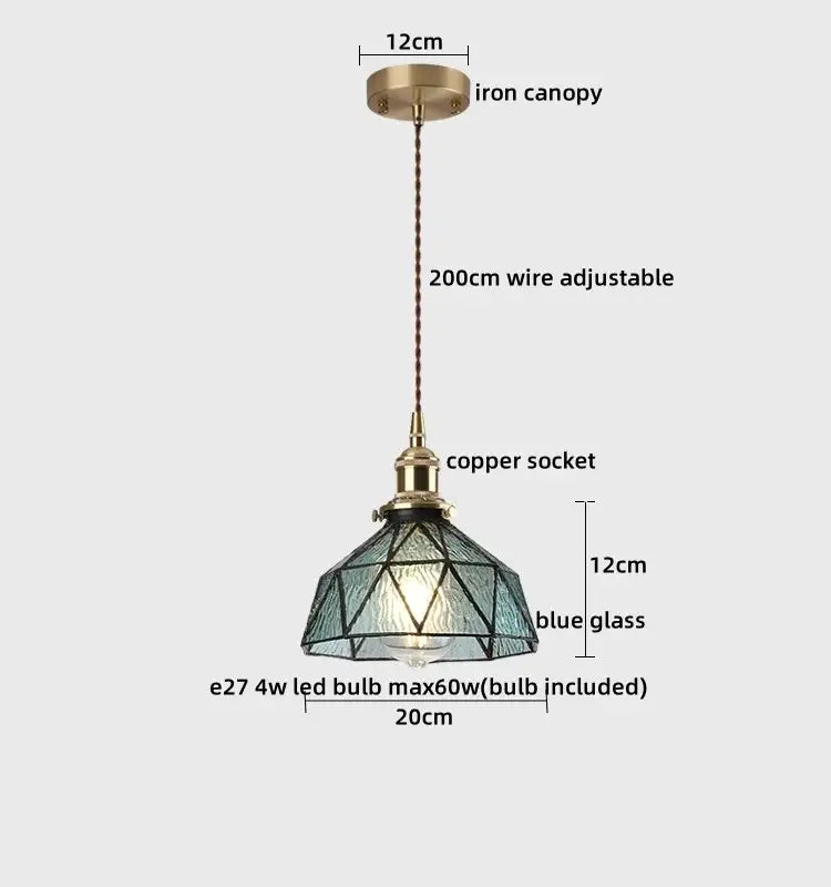 Modern brass and glass led hanging lamp bedroom light