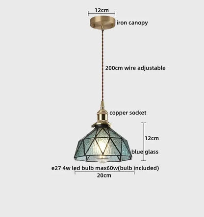 Modern brass and glass led hanging lamp bedroom light