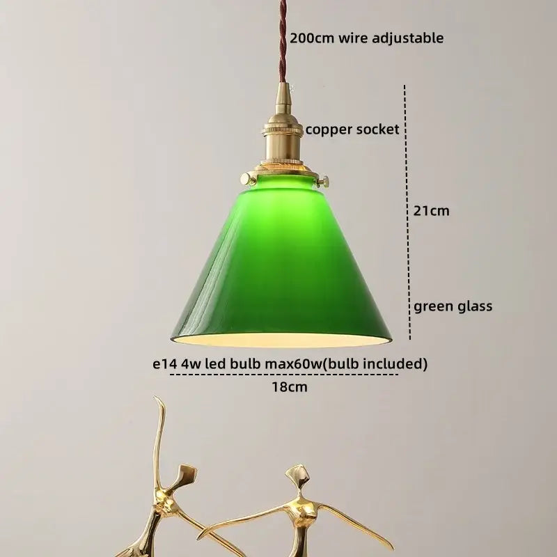 Modern brass and glass led hanging lamp bedroom light