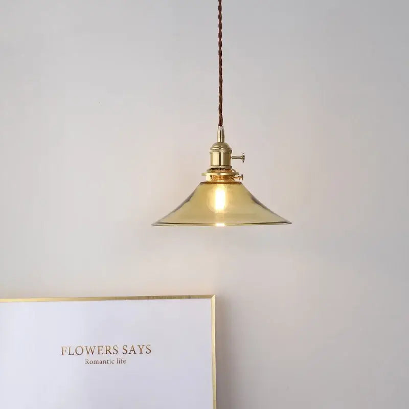 Modern brass and glass led hanging lamp bedroom light