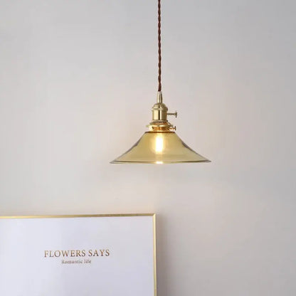 Modern brass and glass led hanging lamp bedroom light