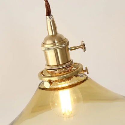 Modern brass and glass led hanging lamp bedroom light