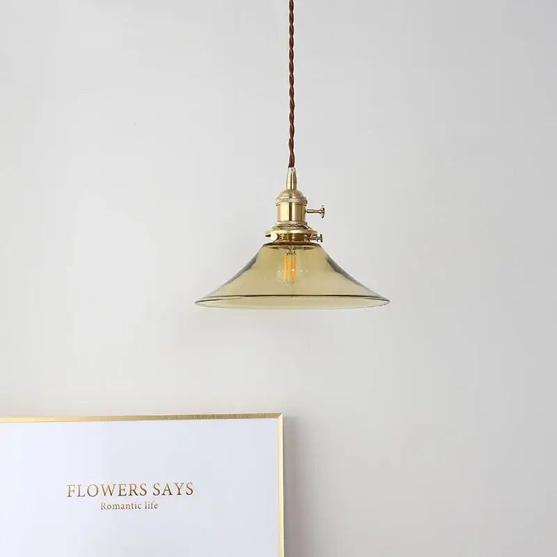 Modern brass and glass led hanging lamp bedroom light
