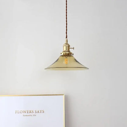 Modern brass and glass led hanging lamp bedroom light