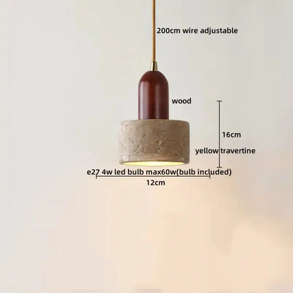 Rustic concrete and wood led hanging lamp dining room pendant