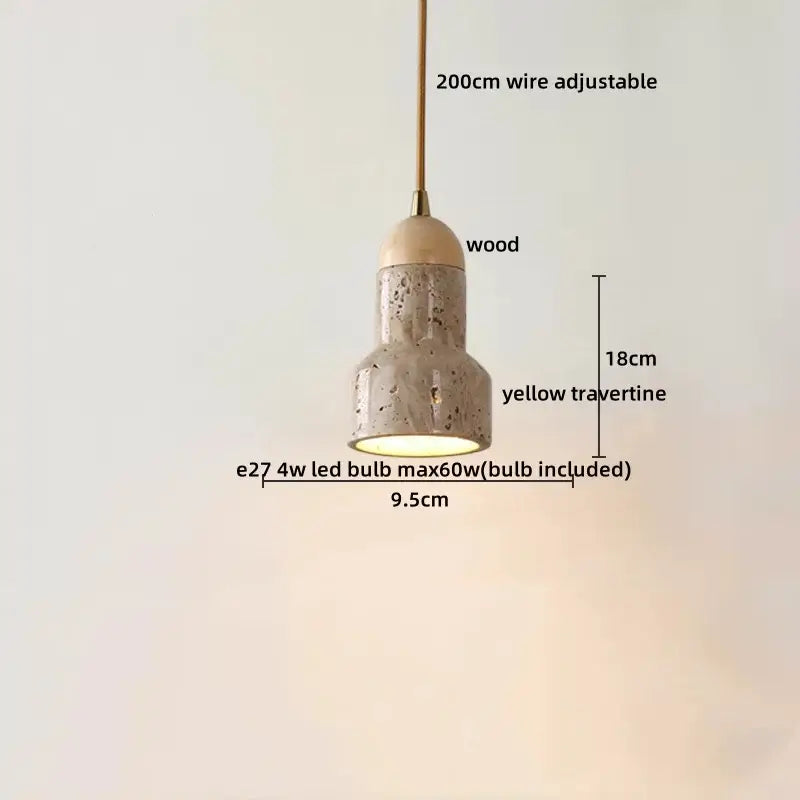 Rustic concrete and wood led hanging lamp dining room pendant