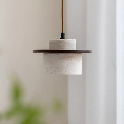 Rustic concrete and wood led hanging lamp dining room pendant
