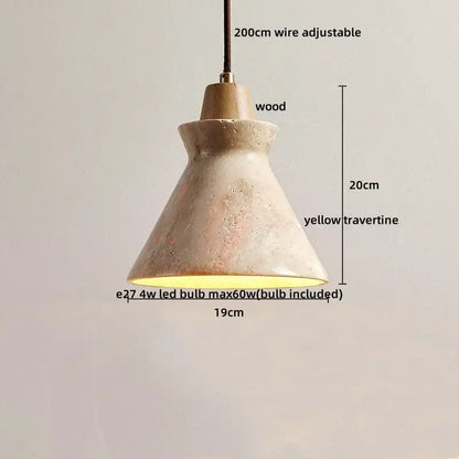 Rustic concrete and wood led hanging lamp dining room pendant
