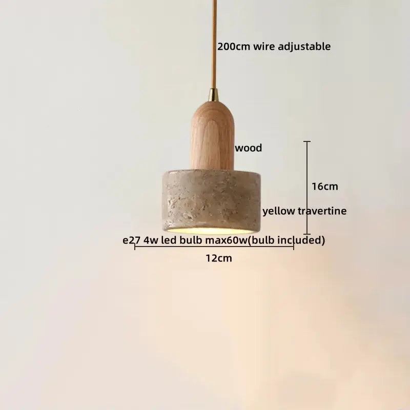 Rustic concrete and wood led hanging lamp dining room pendant