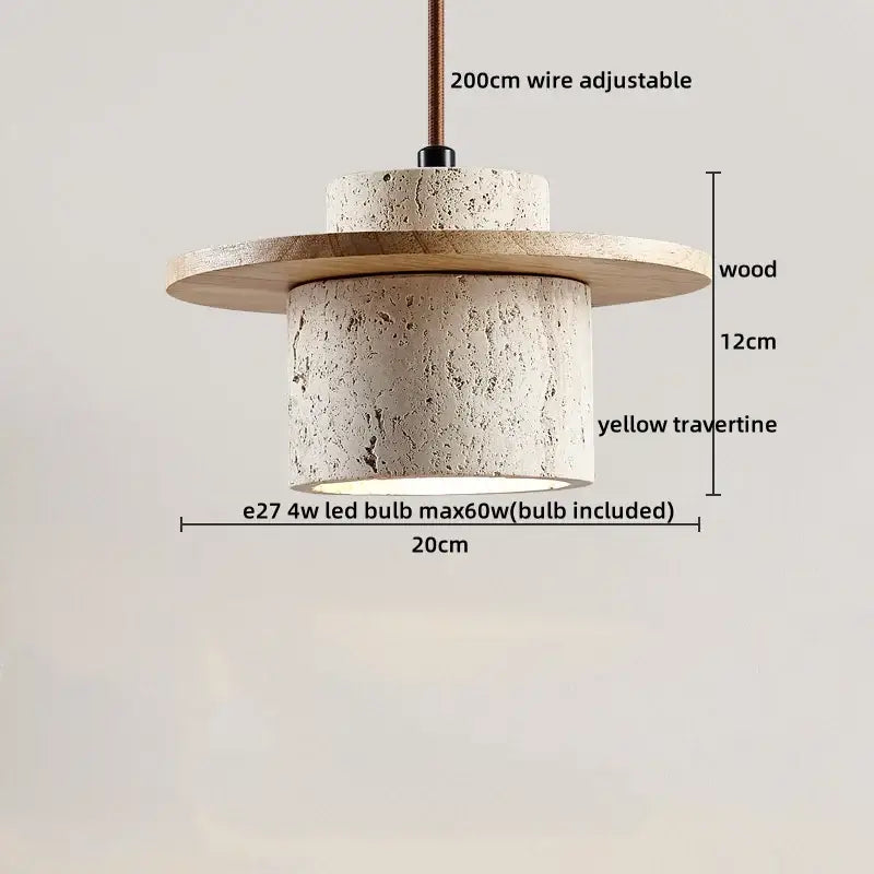 Rustic concrete and wood led hanging lamp dining room pendant