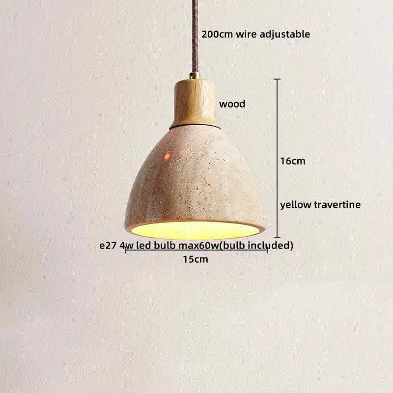 Rustic concrete and wood led hanging lamp dining room pendant