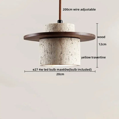 Rustic concrete and wood led hanging lamp dining room pendant